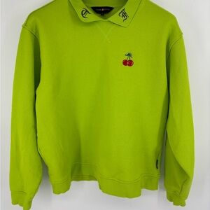 Teddy Fresh Lime Green Collared Crewneck with Cherry Detail